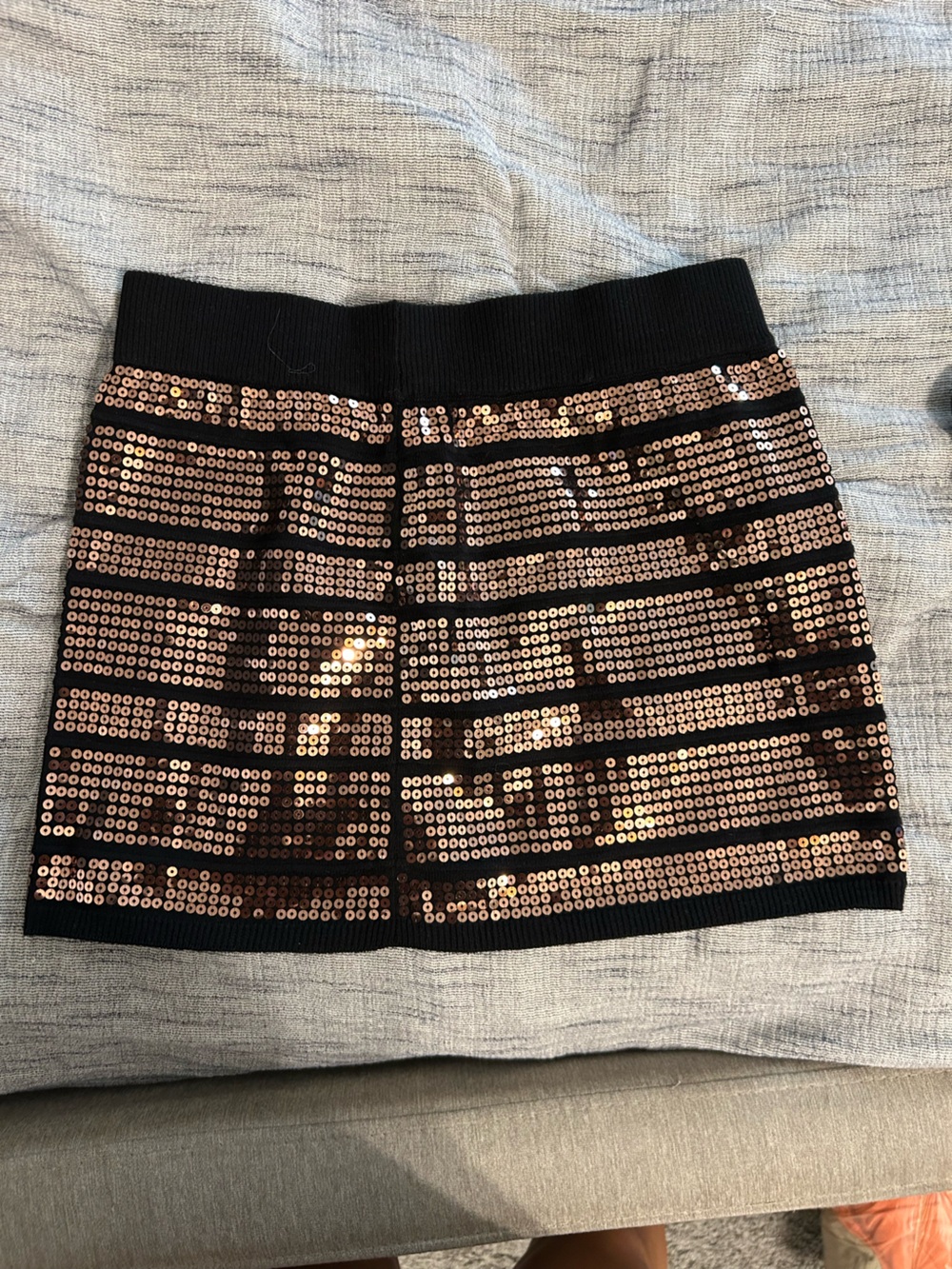 Black Mini Skirt with Rose Gold Sequins